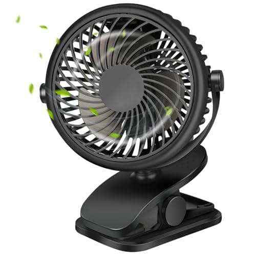 GMGXX Ventilatore USB, Ventilatore da Tavolo con Pinza e 3 Velocità, 4800mAh Batteria Ricaricabile Ventilatore Portatile, Ruotabile a 720° Mini Ventilatore per Camera da Letto, Ufficio, Auto