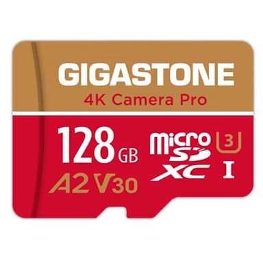 [5 Anni Recupero Dati Gratuito] GIGASTONE Scheda di Memoria 128 GB, 4K Camera Pro, Velocità fino a 100 MB/s, per GoPro, DJI, Drone, 4K Video A2 V30 U3 MicroSDXC con Adattatore