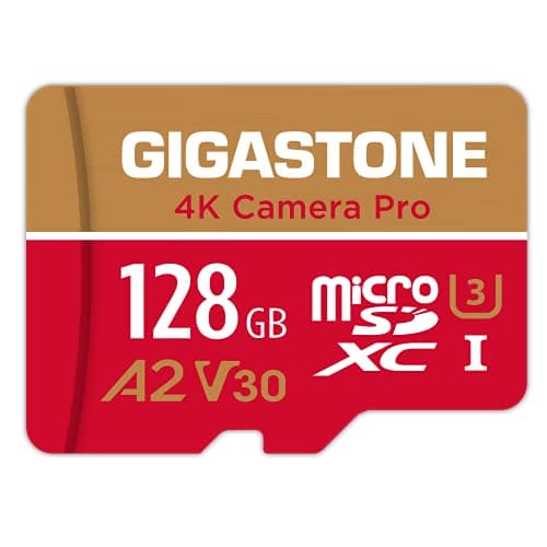[5 Anni Recupero Dati Gratuito] GIGASTONE Scheda di Memoria 128 GB, 4K Camera Pro, Velocità fino a 100 MB/s, per GoPro, DJI, Drone, 4K Video A2 V30 U3 MicroSDXC con Adattatore
