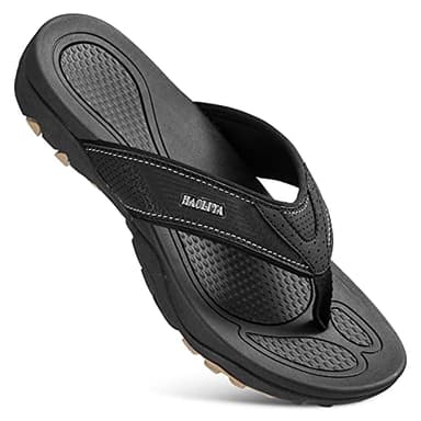 HAOLIRA Infradito Uomo Estive Comode Resistenti Pelle Ciabatte Supporto Arco Antiscivolo Adulto Flip Flops Scarpe per Spiaggia e Piscina