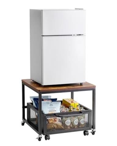 VEVOR Mini Portafrigo con Capacità di Carico di 90 kg, Tavolino da Frigo con Carrello Mobile e Ruote Girevoli, Portafrigo per Bevande per Caffè Bar, Portafrigorifero per Appartamento Marrone