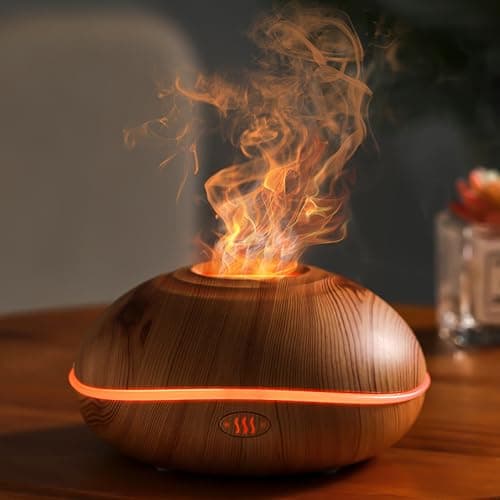 Birshe Diffusore di Aromi con Effetto Fiamma, 200ml 7 Colori Diffusore di Oli Essenziali con Luce a Effetto, diffusore di aromaterapia a Fiamma per Casa, Spegnimento Automatico, Silenzioso