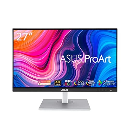ASUS ProArt PA279CV Monitor 27”, 4K UHD (3840x2160), USB-C, IPS, 100percento sRGB e Rec.709, Precisione colore DeltaE minore di 2, ASUS ProArt Preset e ProArt Palette, HDR10, Regolabile, Nero