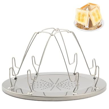 4 Fette Tostapane da Campeggio, Vassoio Pieghevole in Acciaio Inox 430, Campeggio Tostapane per Fornelli a Gas, Adatto per Il Campeggio, Outdoor, Picnic, Viaggi, Auto da Turismo (22cm)