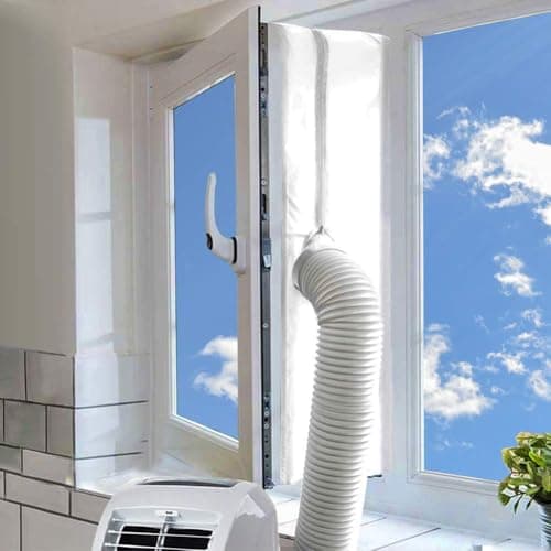 MOEGFY 400CM Guarnizione Universale Finestre per L’aria Condizionatore Portatile Asciugatrice Tutti Climatizzatori Mobili, Mantene l'aria Fredda Impermeabile Antizanzare, Facile da Installare Con Zip