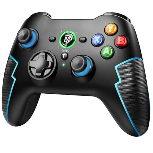 EasySMX Controller PC Wireless Bluetooth Gamepad con Trigger Hall e Doppia Vibrazione e Funzione Turbo, Compatibile con PC/PS3/Switch/Android TV/TV Box/Telefono Cellulare/Tablet/Laptop -Blu