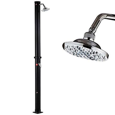 BAKAJI Doccia Solare per Giardino Piscina Esterno Campeggio Serbatoio 20Lt con Soffione Regolabile Miscelatore Acqua Calda Attacco Tubo da Giardino Dimensione 220 x 16,5 x 16,5 cm