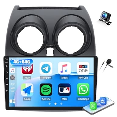 CAMECHO 4G+64G autoradio Android13 per Nissan Qashqai J10 2006-2016 con Wireless Carplay Android Auto, autoradio stereo da 9 pollici con GPS WIFI Bluetooth FM/RDS 32EQ SWC+telecamera posteriore+MIC