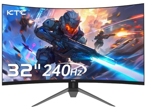 KTC Gaming Monitor 32 Pollici FHD Curvo Monitor, 240Hz, 1ms, 1920x1080, Freesync & G-sync, HVA 1500R Schermo PC, 125% sRGB, Inclinazione Regolabile, VESA, DP1.4/HDMI 2.0 240Hz, USB2.0, H32S17F