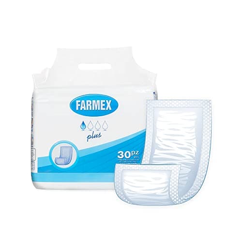Farmex - Pannolone Rettangolare Per Adulti Plus con Barriera, Pannoloni Rettangolari Per Anziani, Uomo e Donna. Pannolone Assorbente - Prodotto 100% in Italia, Confezione da 30