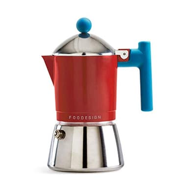 Foodesign Caffettiera Moka Cocca 3 Tazze, design moderno, per gas e induzione, caldaia bi-materiale