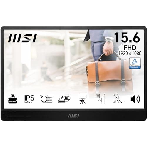 MSI PRO MP161 E2U Monitor portatile FHD 15,6" - Pannello IPS (1920 x 1080), 60Hz, Schermo aEye-Friendly (PC, Laptop, Mobile) - Mini-HDMI™ 2.0b (FHD@60Hz), 2 x USB Type-C