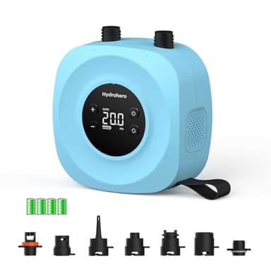 Hydrohero Pompa Elettrica per Paddle Board, Ricaricabile ad Alta Pressione fino a 20PSI, Gonfiaggio e Sgonfiaggio Intelligente a Doppio Stadio, Auto-off per SUP, kite, tende, gommoni (Blu)