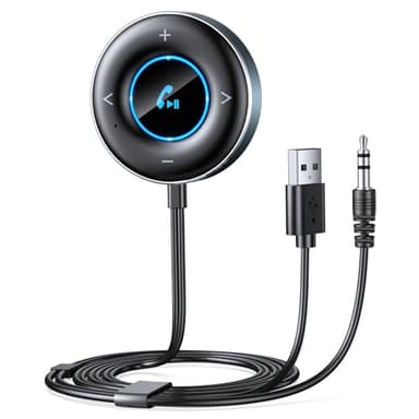 Rolgno Ricevitore Bluetooth 5.3, [Plug and Play] Bluetooth Auto con Jack AUX da 3,5 mm, Supporta Chiamate in Vivavoce, Doppia Connessione, Musica Hi-Fi, Adatto per Stereo/Altoparlanti/Cuffie Cablate