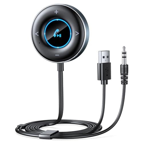 Rolgno Ricevitore Bluetooth 5.3, [Plug and Play] Bluetooth Auto con Jack AUX da 3,5 mm, Supporta Chiamate in Vivavoce, Doppia Connessione, Musica Hi-Fi, Adatto per Stereo/Altoparlanti/Cuffie Cablate