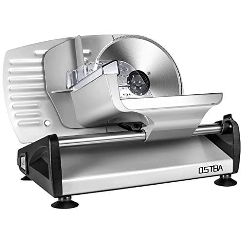 Ostba SL518 Affettatrice Elettrica Professionale da Casa, Diametro 19 cm, 150 W, Acciaio Inossidabile, Spessore Max 15 mm, Blocco di sicurezza, Multifunzione, Universale, Argento