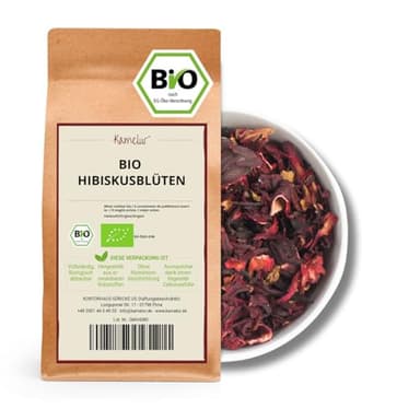 500g BIO fiori di ibisco interi ed essiccati - tè di ibisco aromatico e fruttato BIO - tè di fiori di ibisco in confezione biodegradabile