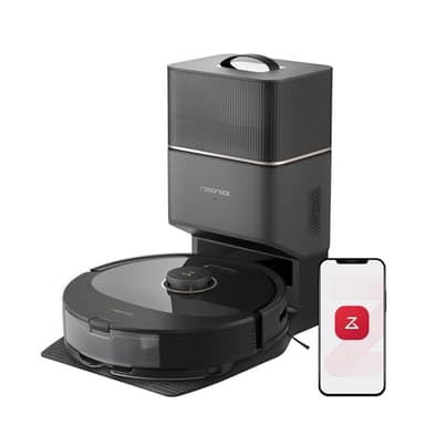 roborock Q8 Max+ Robot Aspirapolvere con Stazione, Spazzola DuoRoller, Evitare le Barriere, 5500 Pa, Area di Pulizia 300㎡, Serbatoi d'acqua Controllati Elettricamente Per una Migliore Pulizia, Nero