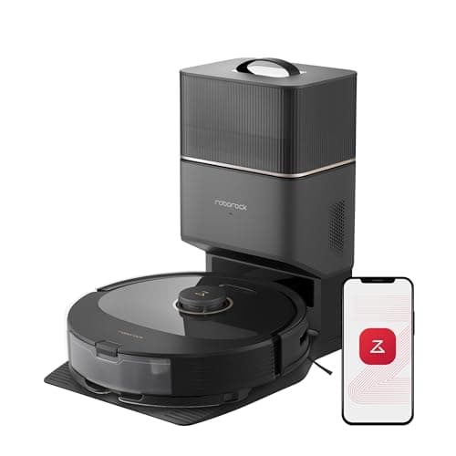 roborock Q8 Max+ Robot Aspirapolvere con Stazione, Spazzola DuoRoller, Evitare le Barriere, 5500 Pa, Area di Pulizia 300㎡, Serbatoi d'acqua Controllati Elettricamente Per una Migliore Pulizia, Nero