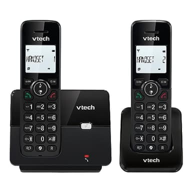 VTech CS2001 Telefono Cordless Casa duo con vivavoce e blocco chiamate, DECT Telefono fisso, identificatore di chiamate, display retroilluminato, tasti grandi, 30 Rubrica nomi e numeri, modalità ECO