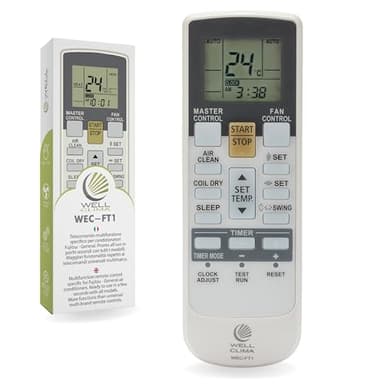Wellclima Telecomando Universale per condizionatori Fujitsu - General, Pompa di Calore, Inverter, pronto all’uso in pochi secondi, Compatibile con tutti i modelli, non funziona su altre marche