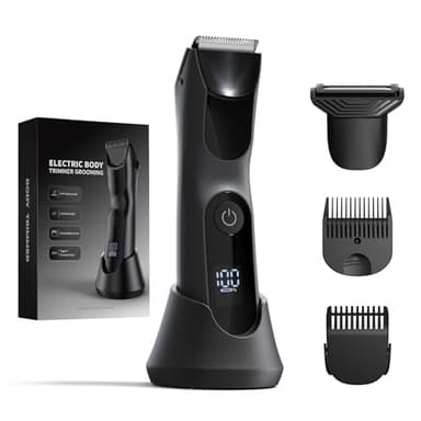 Roleader Elettrico Corpo Uomo, Depilatore Corpo Uomo con Illuminazione a LED e base di ricarica,Uso Umido e Asciutto, Adatto per Braccia, Torace, Gambe, Ascelle e Altre Zone Intime, nero
