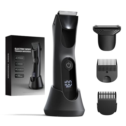 Roleader Elettrico Corpo Uomo, Depilatore Corpo Uomo con Illuminazione a LED e base di ricarica,Uso Umido e Asciutto, Adatto per Braccia, Torace, Gambe, Ascelle e Altre Zone Intime, nero
