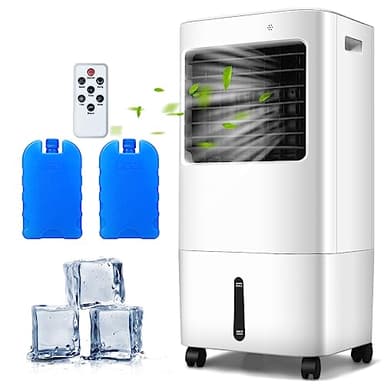 GYMAX Raffreddatore d'Aria, Serbatoio 20L, Timer 7,5H e Telecomando, 3 Modalità e 4 Velocità, senza Tubo, Ventilatore Evaporativo, 37 x 32 x 74 cm