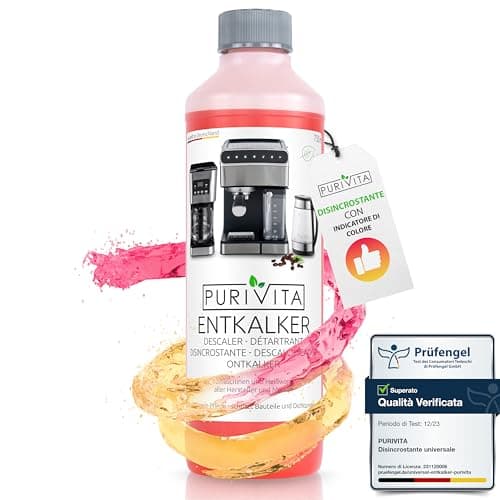 PURIVITA - Decalcificante Macchina Caffè applicabile a livello universale (750 ml) - Decalcificante per Macchina da Caffè per TUTTI i marchi comuni - Anticalcare Macchine Caffe