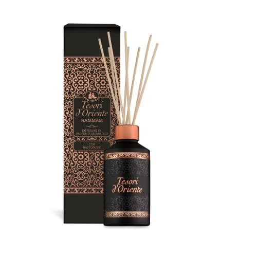 Tesori d'Oriente - Diffusore Hammam, Profumatore per Ambienti con Bastoncini, con Oli Essenziali dalle Note di Gelsomino e Fiori d'Arancio, Deodorante Casa, 200ml