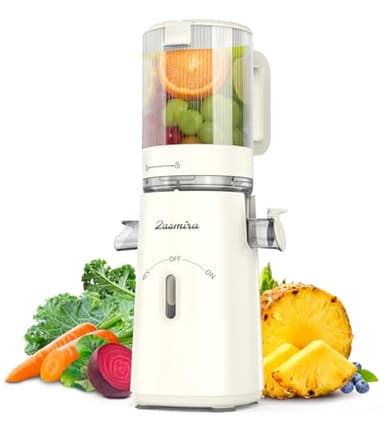 Estrattore Frutta e Verdura, Zasmira Estrattore con Scivolo di Alimentazione da 120 mm, Kein Vorschneiden Entsafter für Gemüse und Obst,Purezza del Succo del 99,6%/REV-Modus/Einfacher zu Reinigen
