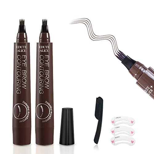 Matita Sopracciglia, Ksndurn Penna per Sopracciglia Effetto Pelo Marrone Scuro 2 Pezzi - Matita Sopracciglia Waterproof
