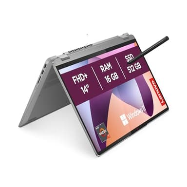 Lenovo IdeaPad Flex 5 Notebook - AMD Ryzen 7 7730U, RAM 16GB, 512GB SSD, Display 14" Touch WUXGA (1920x1200) IPS, Windows 11 Home, Tastiera italiana, Digital Pen inclusa - Arctic Grey