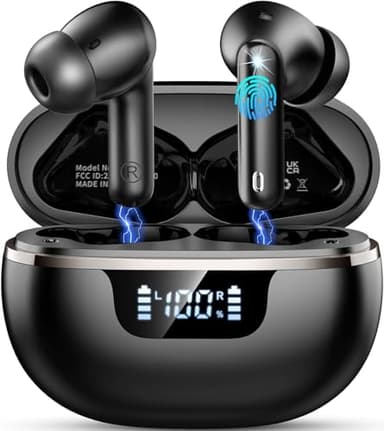 Cuffie Bluetooth 5.4, Auricolari Bluetooth Stereo HiFi con 4 HD ENC Cancellazione Rumore Microfono, Cuffie Wireless in Ear 40 Ore di Riproduzione, IP7 Impermeabili Cuffiette Senza Filo per Android/iOS