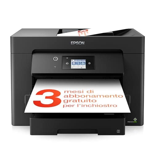 Epson WorkForce WF-7830DTWF, Stampante multifunzione A3 fronte/retro, Fax, Scansione, Copia, ADF 50 pagine, Velocità 25 pagine al minuto
