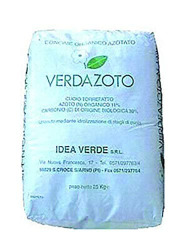 IDEA AVERDE VERDAZOTO 11% CONCIME Organico AZOTATO Sacco kg.25 Cuoio TORREFATTO GRANULARE CONCIME per Prato Giardino ORTO Piante da FRUTTO Fertilizzante Biologico