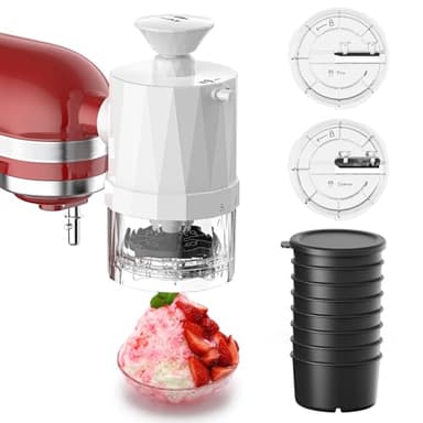 TPGSING Accessorio Tritaghiaccio per KitchenAid Robot da Cucina, Tritaghiaccio con 8 Stampi per Ghiaccio, Macchina per Coni di Neve per KitchenAid accessoriocon Lame Grosse e Fine Sostituibili