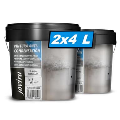 JOVIRA PINTURAS Pittura per interni termica 8 Litre | antimuffa, anticondensa, (2x4 Litri, Bianco). B-11-2