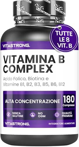 Vitamina B Complex ad Alto Dosaggio - 180 Compresse di Vitamine Gruppo B con Biotina, Acido Folico, B1,B2,B3,B5, Vitamina B6, Vitamina B12 - Per la Riduzione di Stanchezza e Affaticamento
