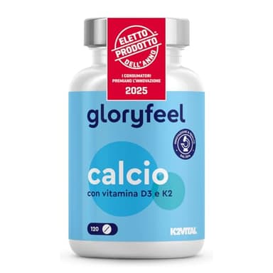 Calcio Integratore + Vitamina D3 K2, Eletto PRODOTTO DELL'ANNO 2025,120 Compresse, Calcio 800mg con D3 e K2 per il Supporto di Ossa, Muscoli, Denti*, 100% Puro, Testato e Senza Additivi, Vegetariano