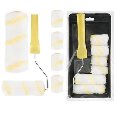 Tapvai 8 Pezzi Rullo per Pittura con Serbatoio Professionale, Vassoio, Mini Rulli, Rullo Pittura Antigoccia, Roller Paint Bianco per Decorazione Da Parete e Pittura e Forniture per Pittura