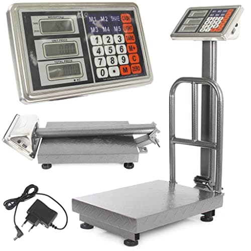 Bilancia Elettronica Industriale Display Digitale Acciaio Piattaforma Commerciale Pieghevole (150kg)
