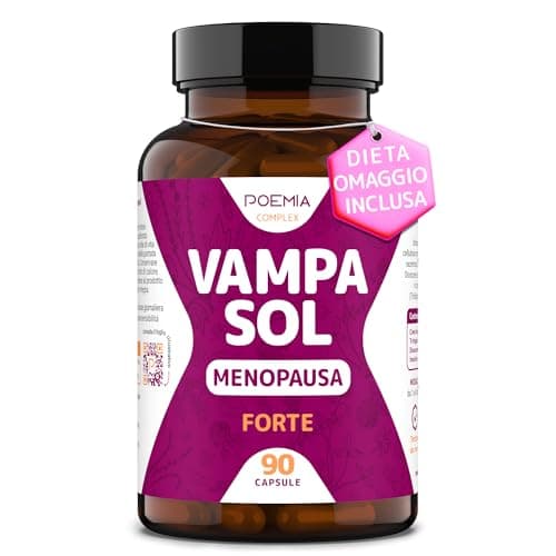 Integratore Menopausa Completo per Vampate di Calore Vegano Inositolo Alto Dosaggio 90 Capsule Regolarizza Umore Sudorazione Cimicifuga Trifoglio Rosso Dioscorea VAMPASOL Poemia