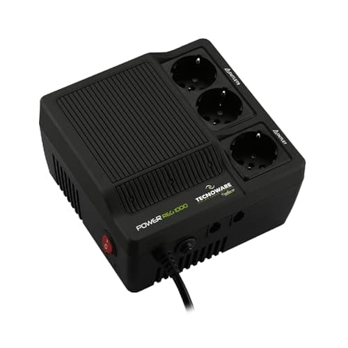 Tecnoware Power Systems - Stabilizzatore Elettronico Monofase | Potenza 1000VA | 8% di Stabilizzazione | 3 Uscite SCHUKO/Italia | LED di Monitoraggio