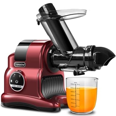AMZCHEF Estrattore Frutta e Verdura - 80MM Grande Apertura per Frutta Intera - Estrattore Frutta e Verdura Professionale con Modalità a 2 Velocità e Funzione Inversa - Rojo