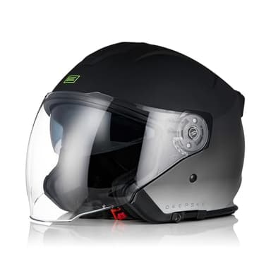ORIGINE Casco Jet Moto 3/4 Aperto con Doppia Visiera Adatto per Scooter Omologato ECE (DEEPSKY MATT TITANIUM BLACK,L)…