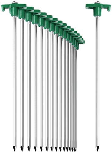 com-four® 16x Pioli per tenda - pioli lunghi e resistenti con montatura in plastica per campeggio e outdoor - ideali per terreni normali e duri 250x7mm