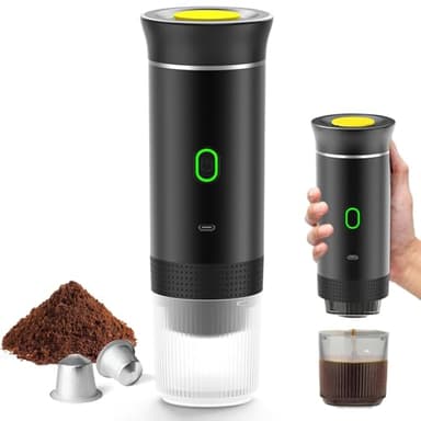 Pneterg 3 In 1 Caffettiera espresso, Macchina da Caffè Multi Capsule, 4-6 Minuti Di Auto-Riscaldamento, Piccole Capsule, Grandi Capsule, Caffè Macinato, Caffettiera Portatile Per Ufficio, Casa (nero)
