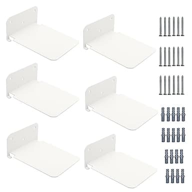 SWAWIS 6 Pezzi Mensola da Muro, Mensole Invisibili Metallo, Mensole da Muro Moderne Bianche Scaffale Invisibile Scaffali Galleggianti per Soggiorno, Cucina, Camera da Letto