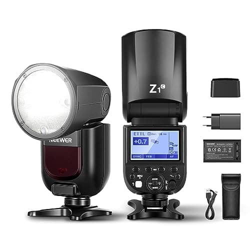 NEEWER Z1-C TTL Flash Speedlite a Testa Rotonda per DSLR Canon, 76Ws 2.4G 1/8000s HSS, Lampada di LED a 10 Livelli, Batteria al litio, 2600mAh, 480 Scatti a Piena Potenza, Ricicla in 1.5s Flash